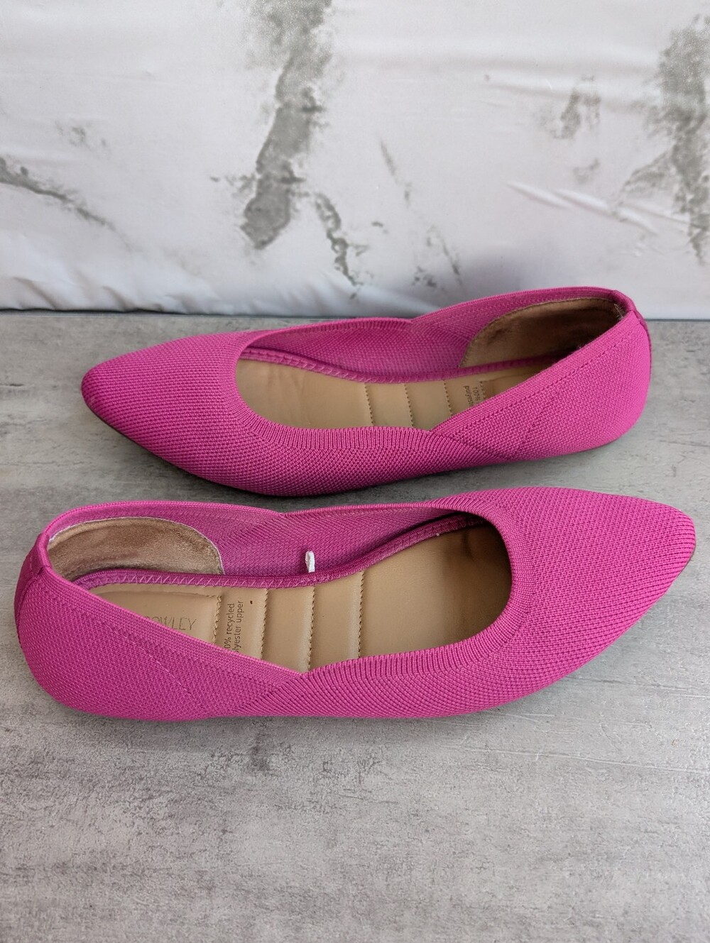 Cynthia Rowley Pink Chelsea Pointed Toe Knit Slip On Ballet Flats Womens 8 - Picture 3 of 11